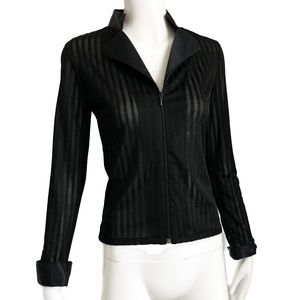 Rayure Paris Blouse Sheer Pinstripe with Zipper Fitted Retro 90s Size 38